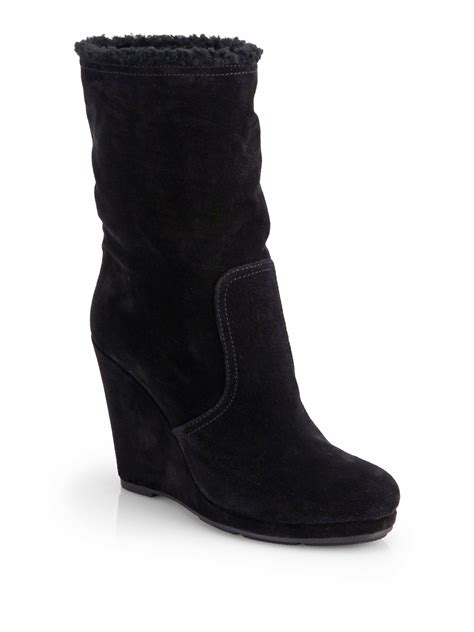 prada suede wedge boots